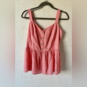 Japna Chic Pink Gingham Button-Down Blouse, Size Medium